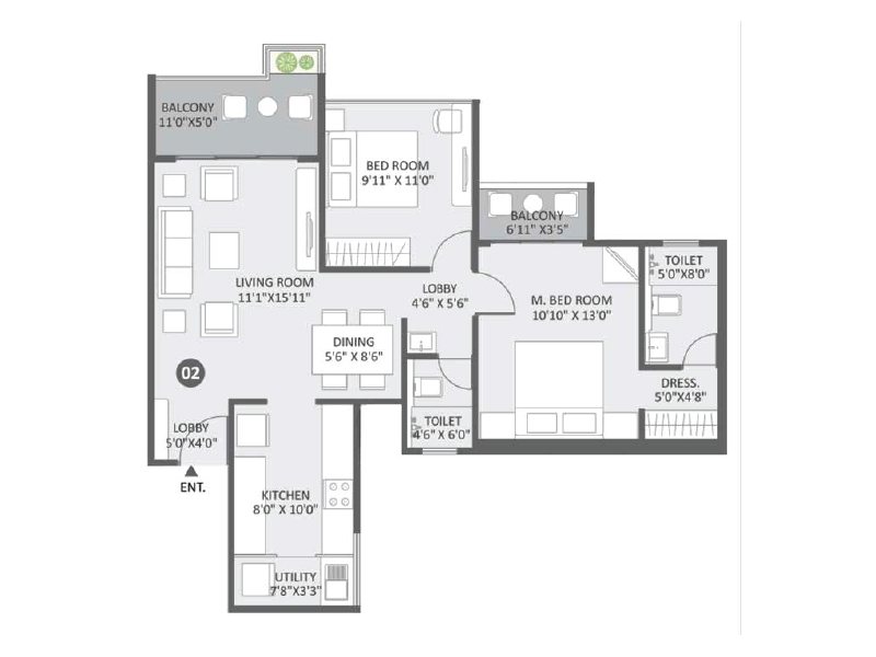 Floor plan of Austin Yana &mdash; photo gallery, images, brochure, amenities, cost sheet, price breakup, availability details, RERA number, RERA certificate, possession date, layout plan, logo, floor plan, master plan, and location map showcasing project highlights and features.