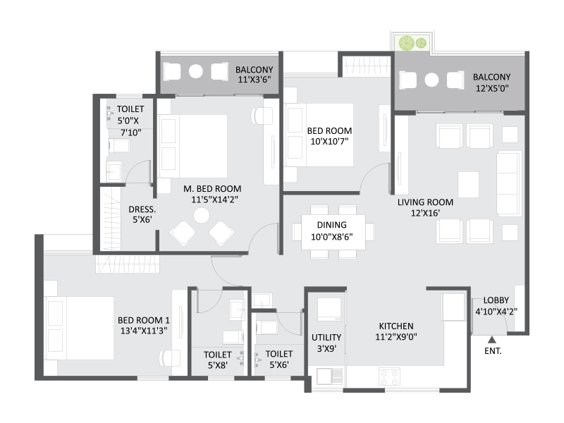 Floor plan of Austin Yana &mdash; photo gallery, images, brochure, amenities, cost sheet, price breakup, availability details, RERA number, RERA certificate, possession date, layout plan, logo, floor plan, master plan, and location map showcasing project highlights and features.
